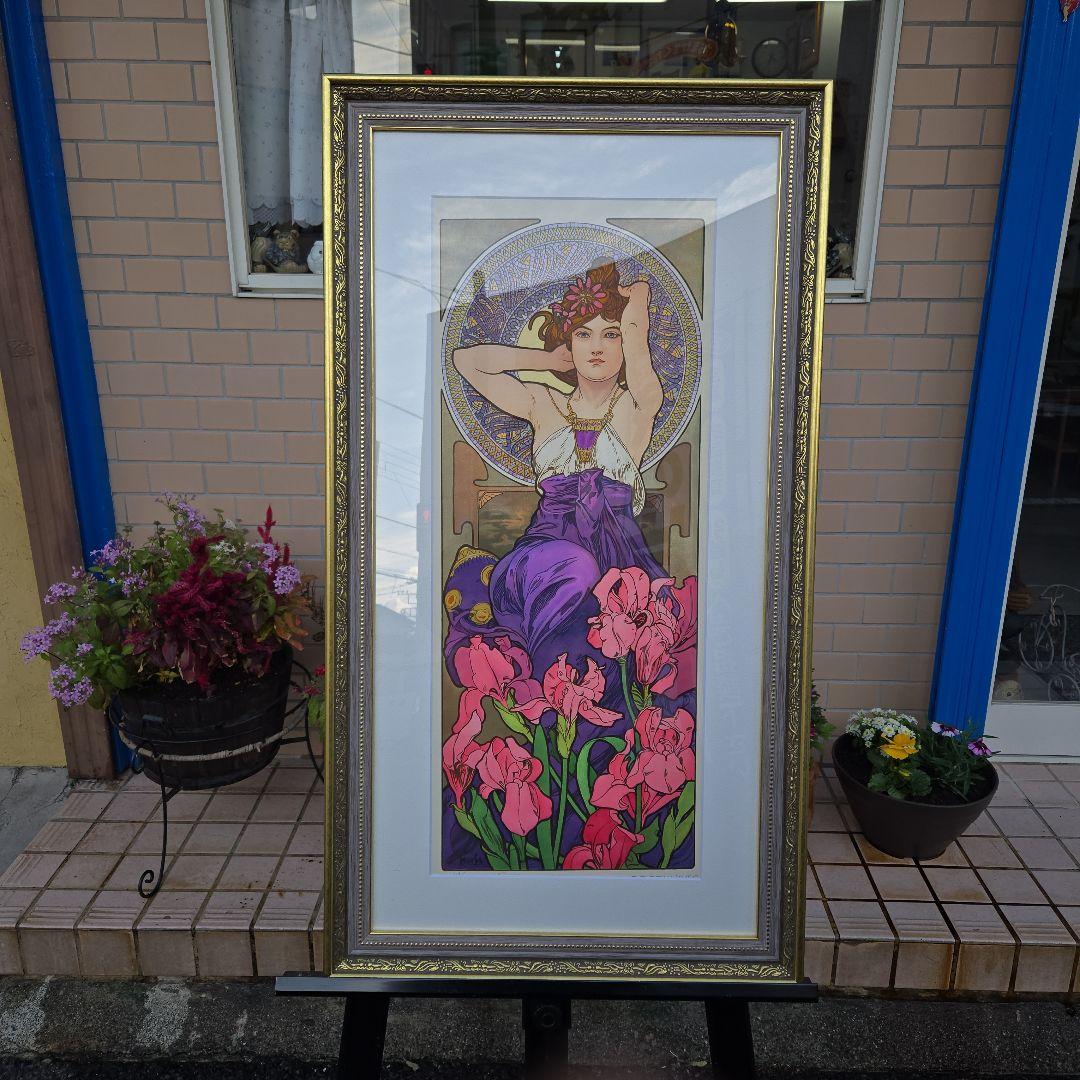 アルフォンス・ミュシャ 版画 女性と花