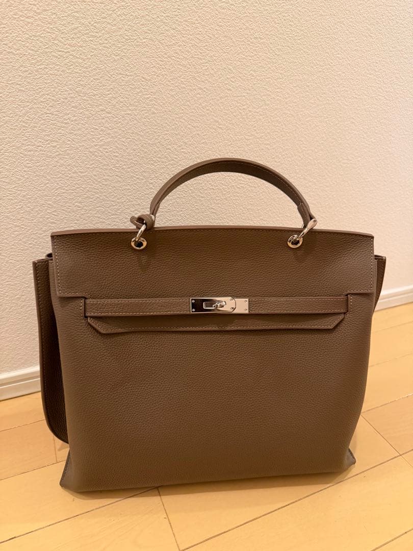 バッグ JISTORY square belt handle bag taupe L