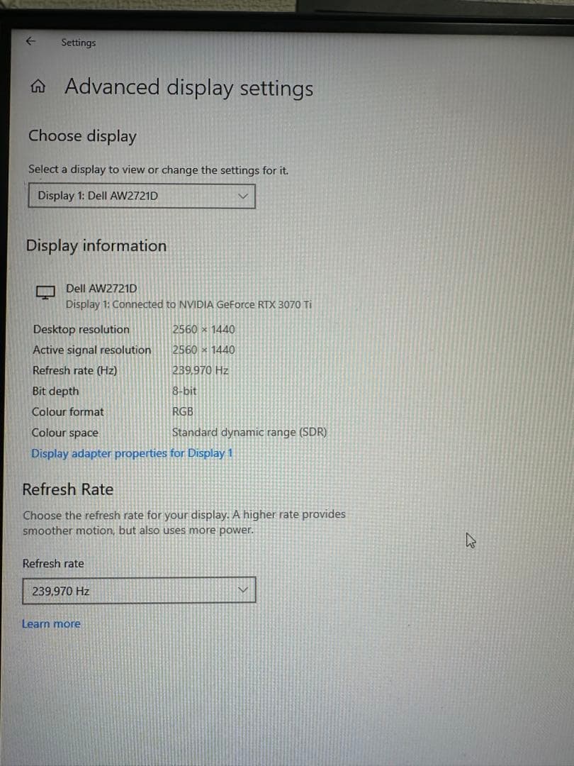 ALIENWARE AW2721D 27インチ モニター240Hz