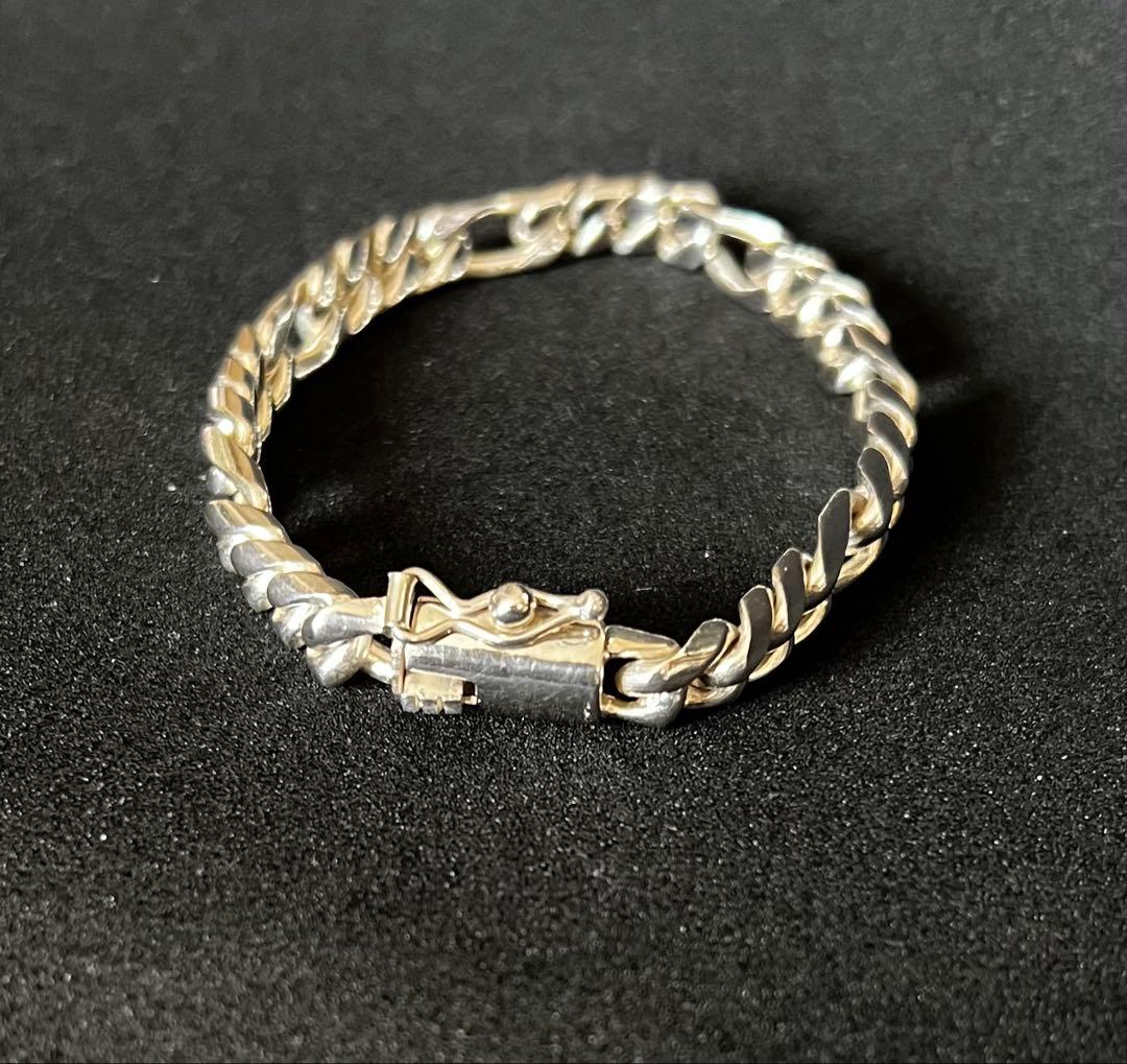 シルバー 925 フィガロチェーンブレスレット 美品