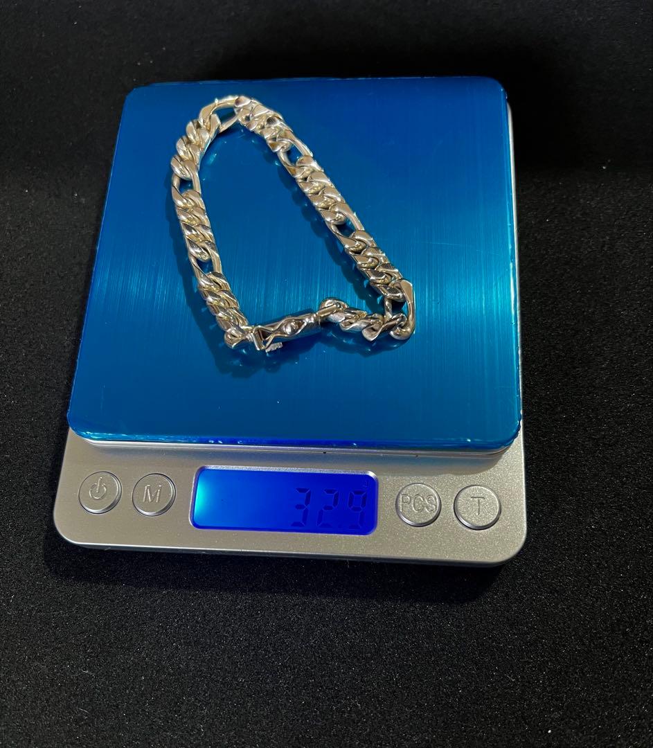 シルバー 925 フィガロチェーンブレスレット 美品