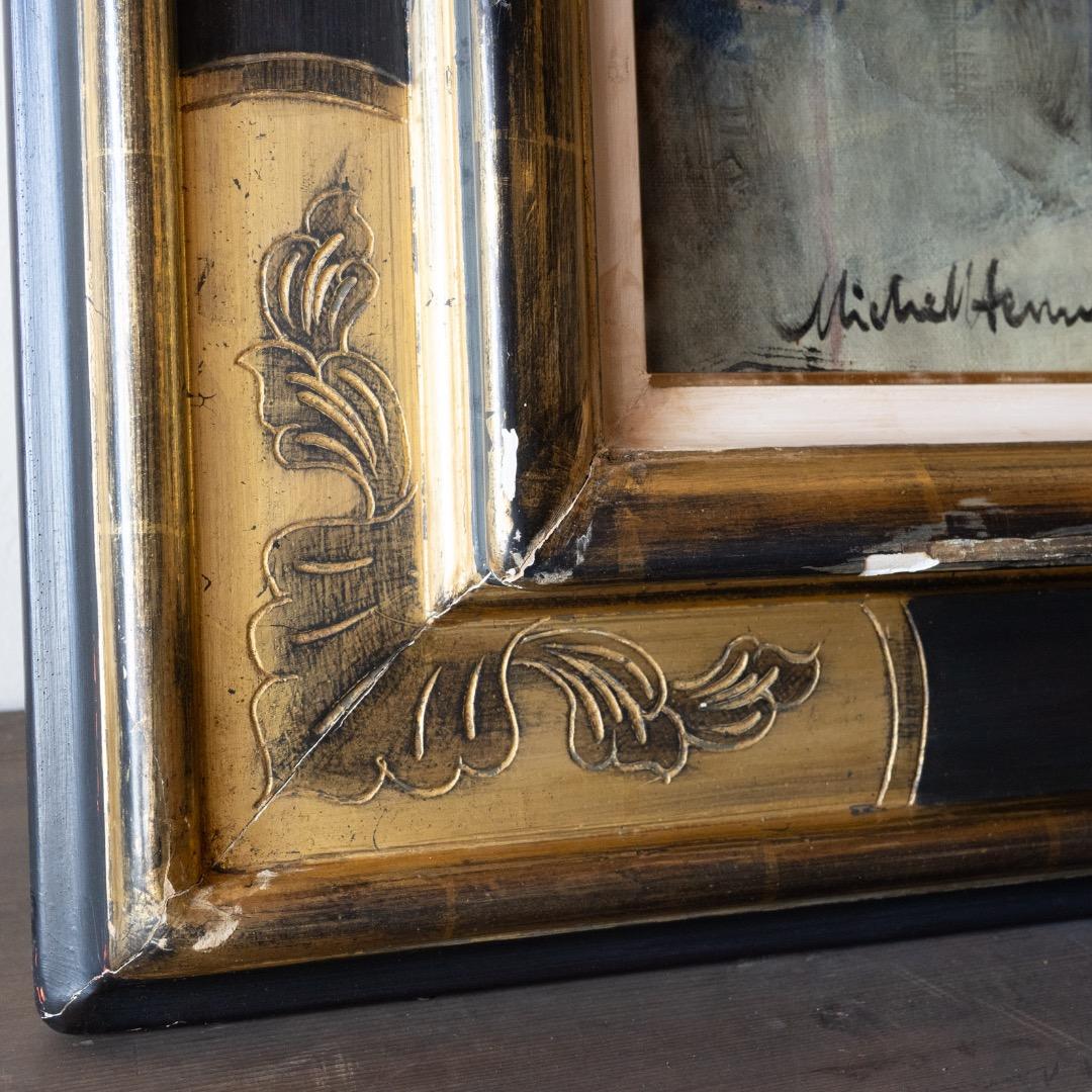 Michel Henry 油彩画 ミシェル・アンリ 油彩 花 F25 大作 絵画