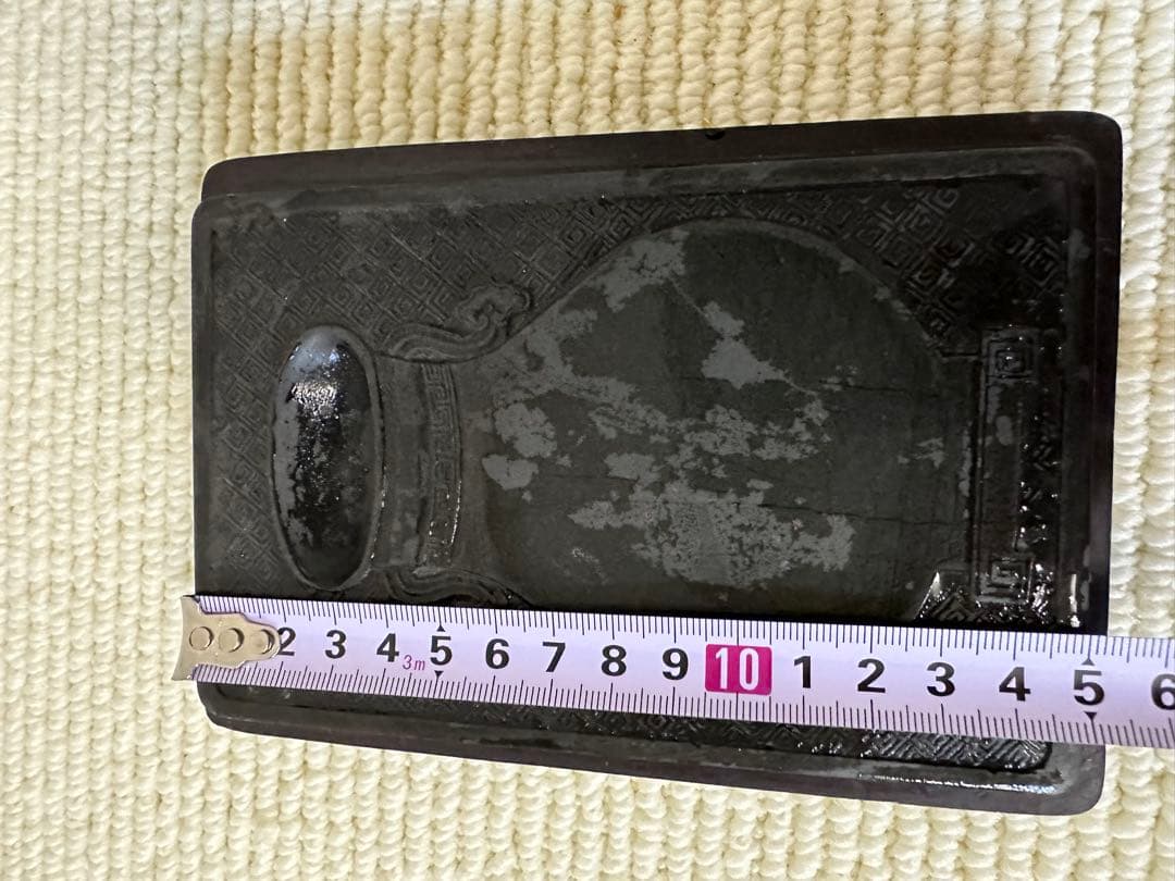 硯　中国硯　唐木ケース　金星　水波紋　書道　文房具　古美術　花瓶形