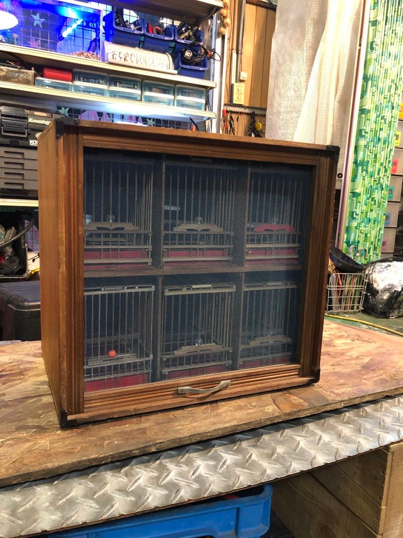 昭和レトロ 竹製 鳥籠 メジロ籠6個　寝かせ箱セット