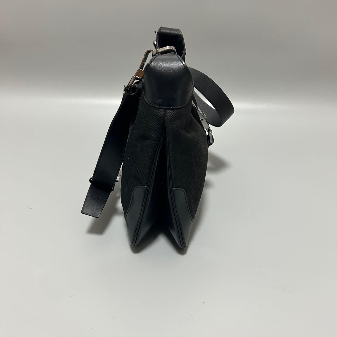 GUCCI グッチ ジャッキー レザー キャンバス ショルダーバッグ ブラック