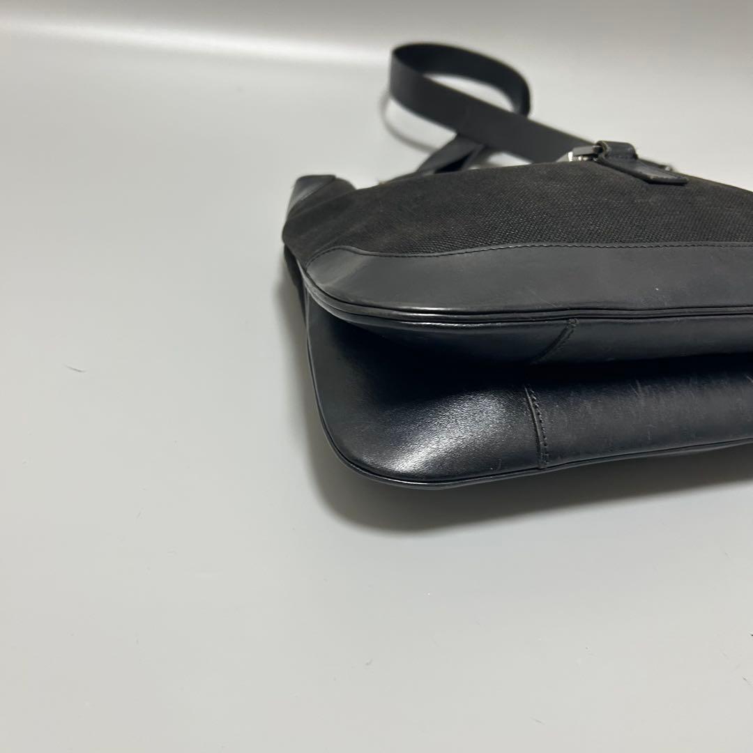 GUCCI グッチ ジャッキー レザー キャンバス ショルダーバッグ ブラック
