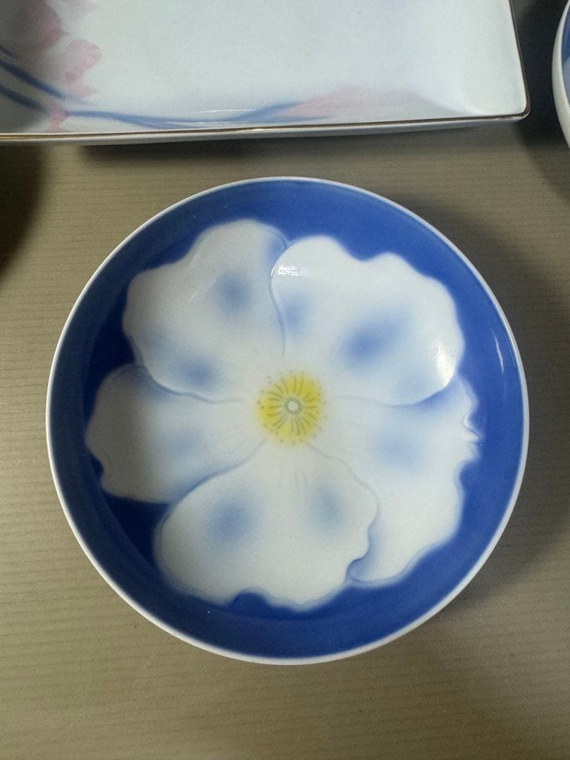 2520 深川製磁　スノーローズ皿5客　方皿1客