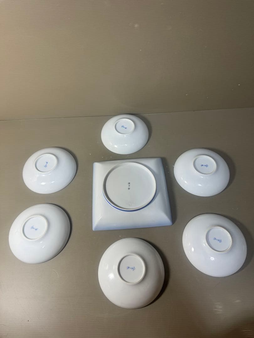 2520 深川製磁　スノーローズ皿5客　方皿1客