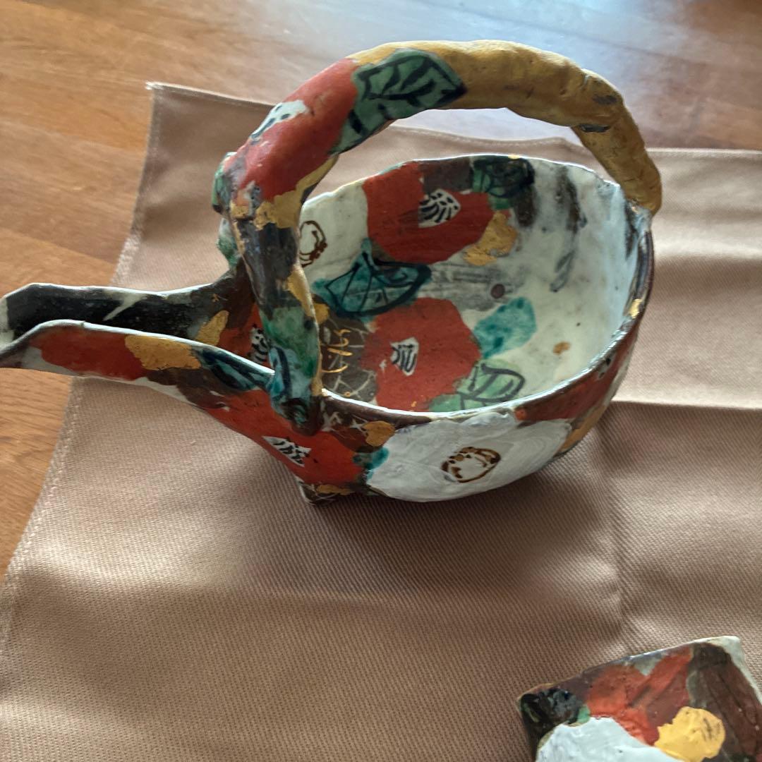 美濃焼芳洲窯花柄陶器酒器セット