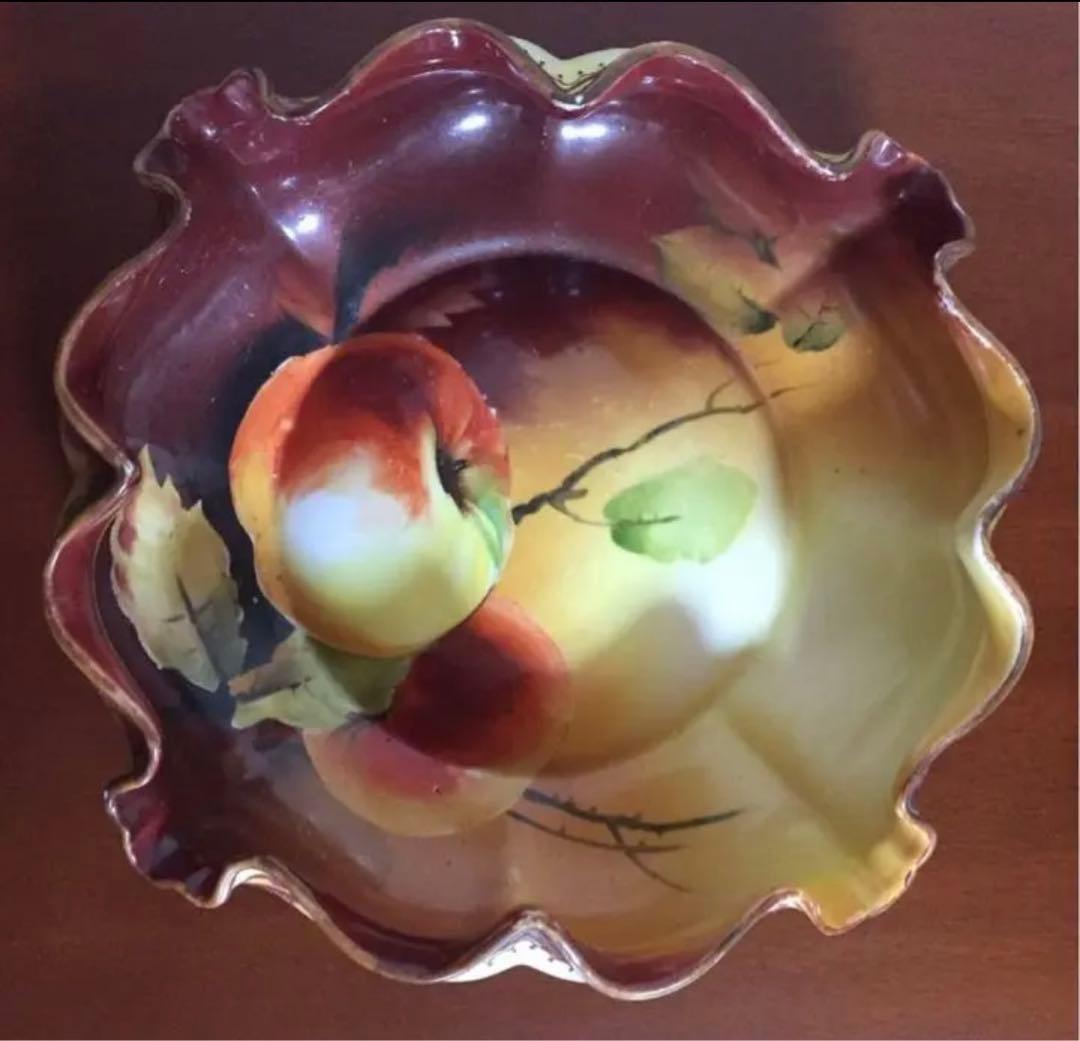 オールドノリタケ 1911年 マーク 希少 深皿 皿 菓子入れ 林檎図柄