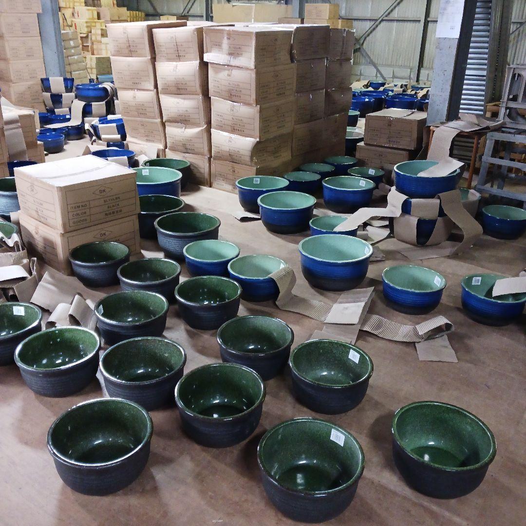 新品　特大52x48　陶器　睡蓮鉢　難有　メダカ鉢　水色　ブルー　ルーバーLWC