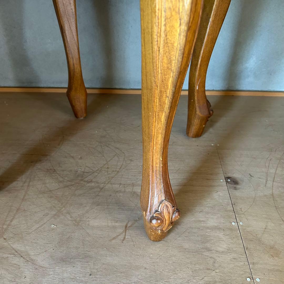 猫脚ラタンガラステーブル