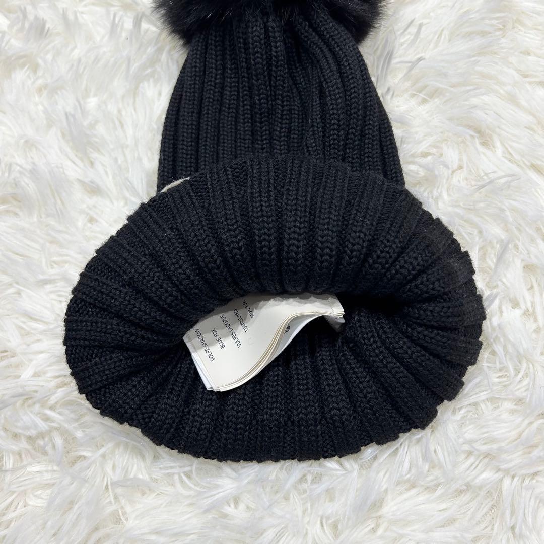 【極美品】希少 モンクレール ニット帽 BERRETTO フォックスファー 黒