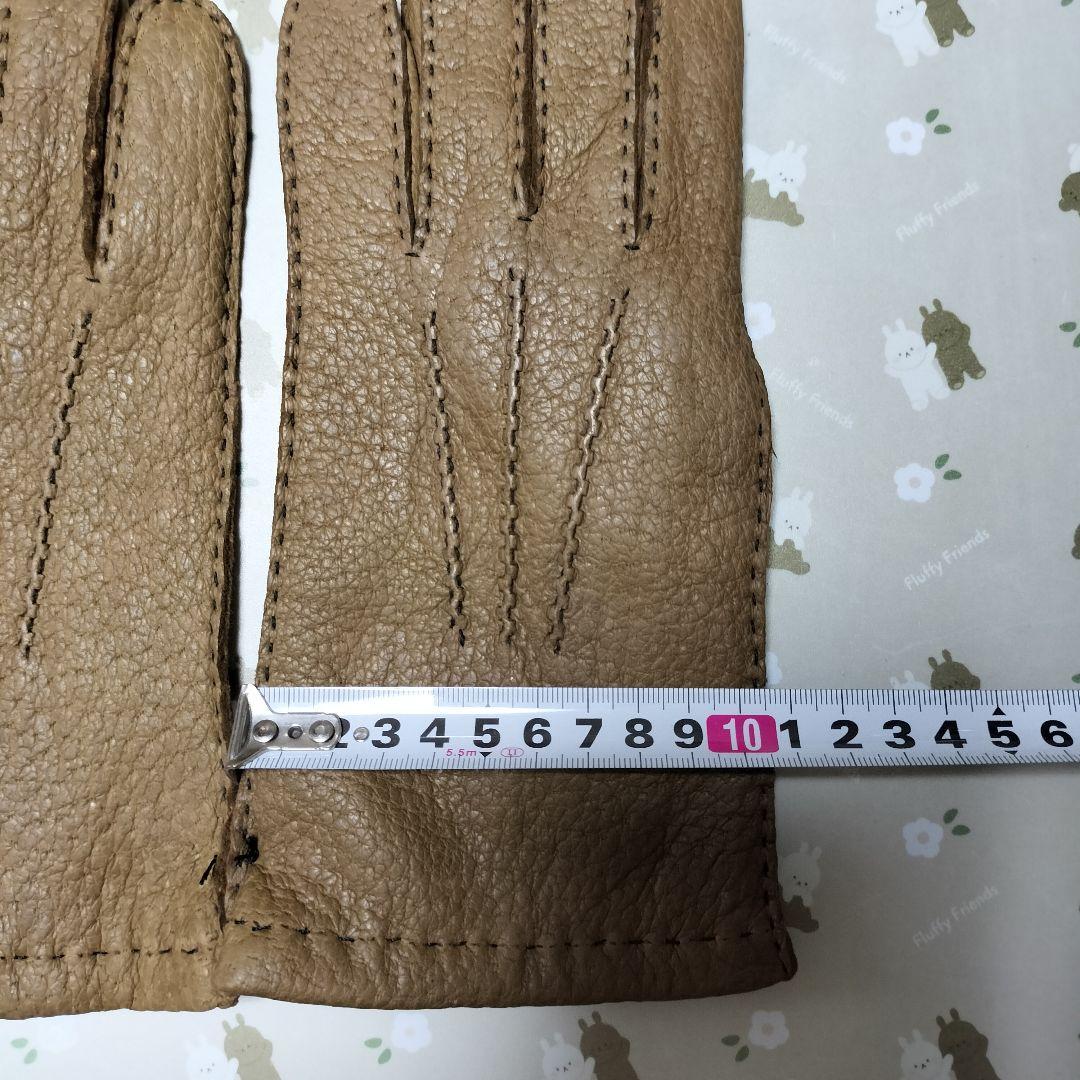 未使用　ペッカリー革手袋　カシミヤライニング　タン