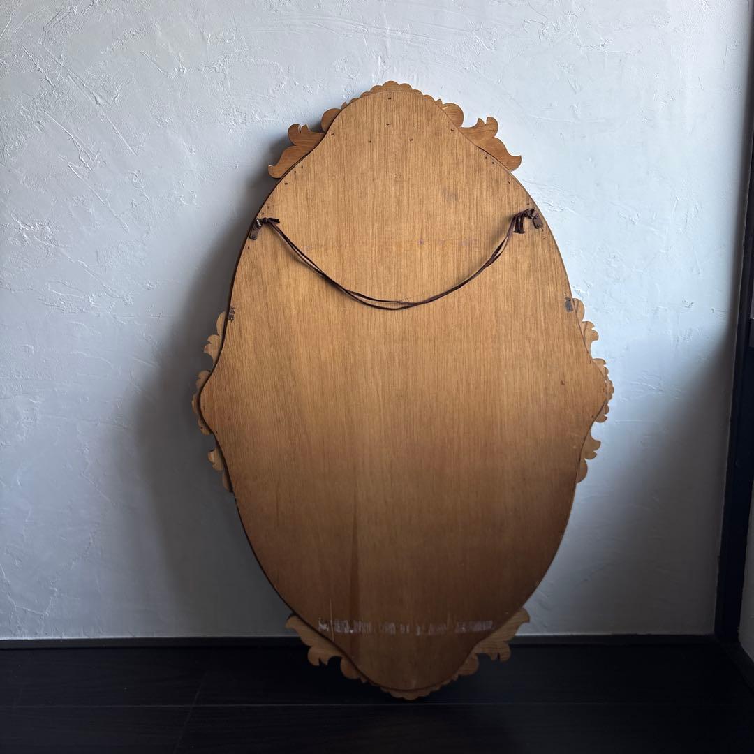 アンティーク ウォールミラー 昭和レトロ 古道具 彫刻 ビンテージ 鏡