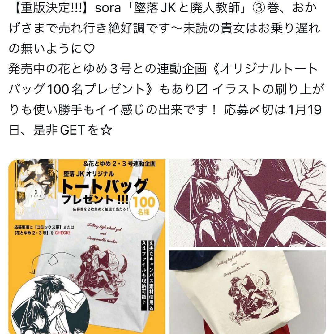 最終値下げ￥25000→￥8999 当選品 墜落JKと廃人教師 トートバッグ