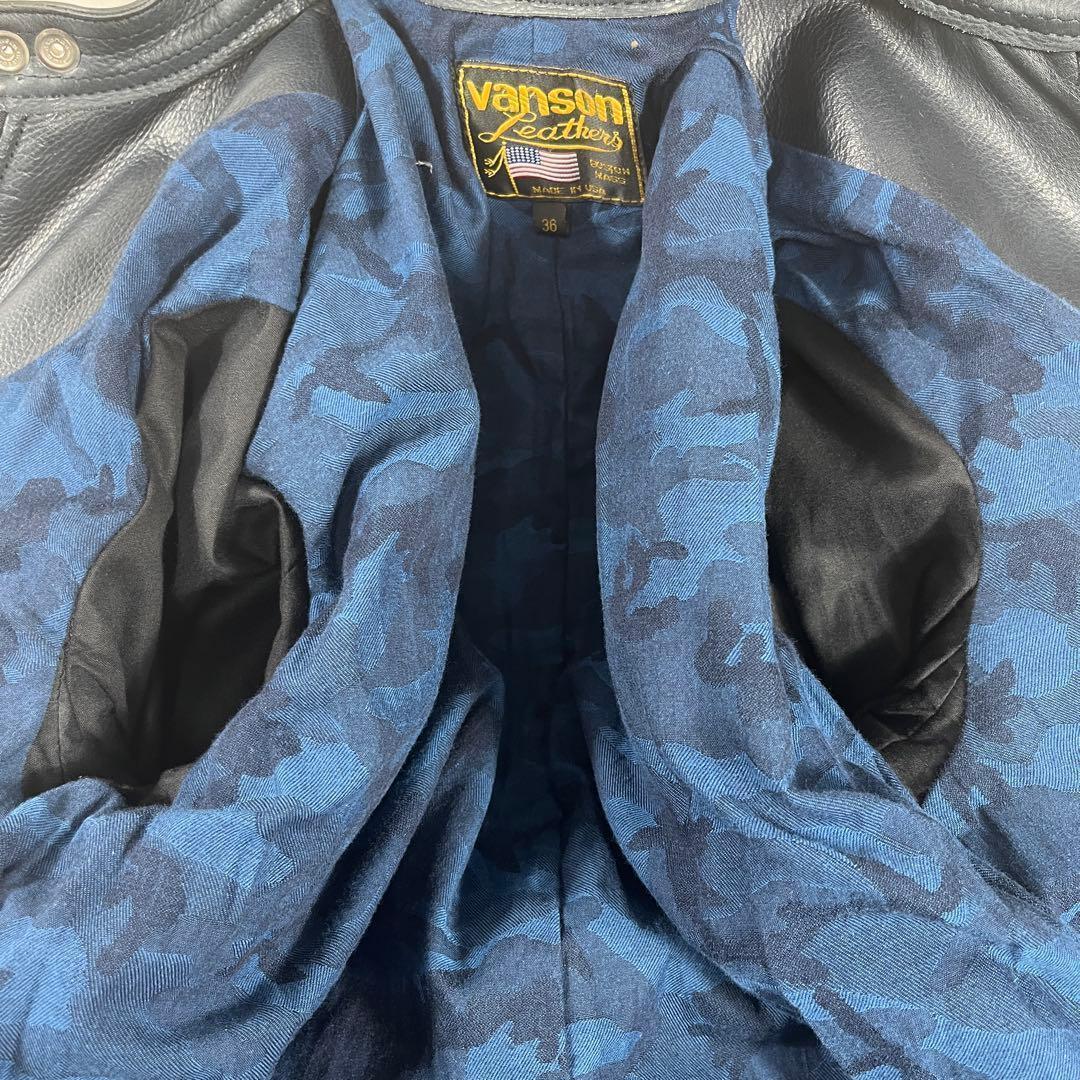 バンソン 日本別注モデル シングルライダース カモ 迷彩 希少カラー Wジップ