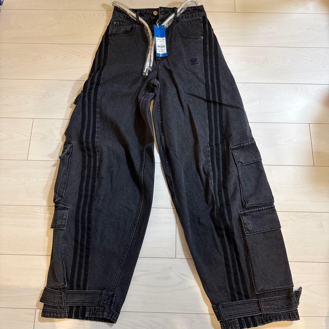 【新品】25adidas ADILENIUM デニムカーゴパンツ 黒国内正規品