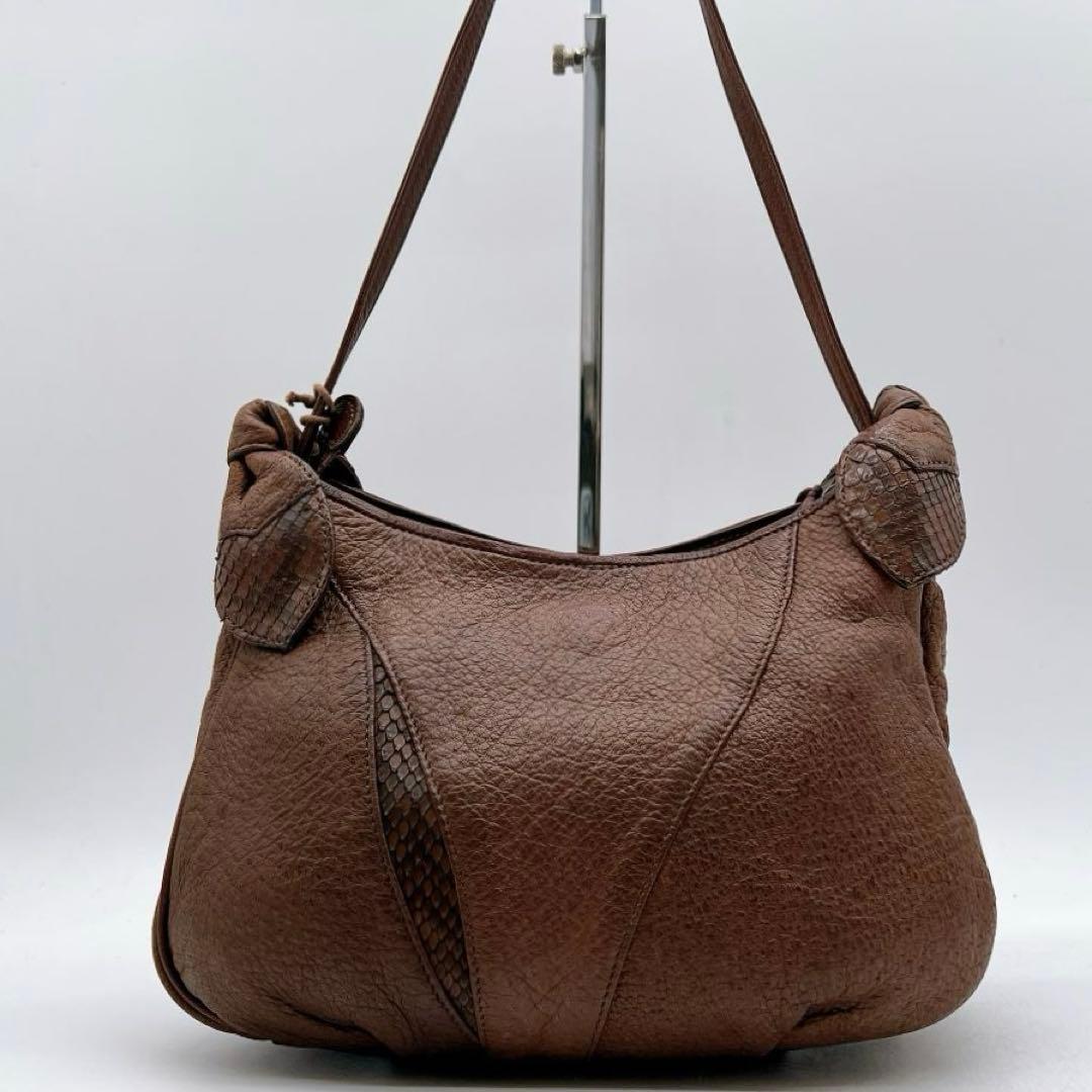 美品 IBIZA 切り替え ハンド ショルダーバッグ パイソン f538