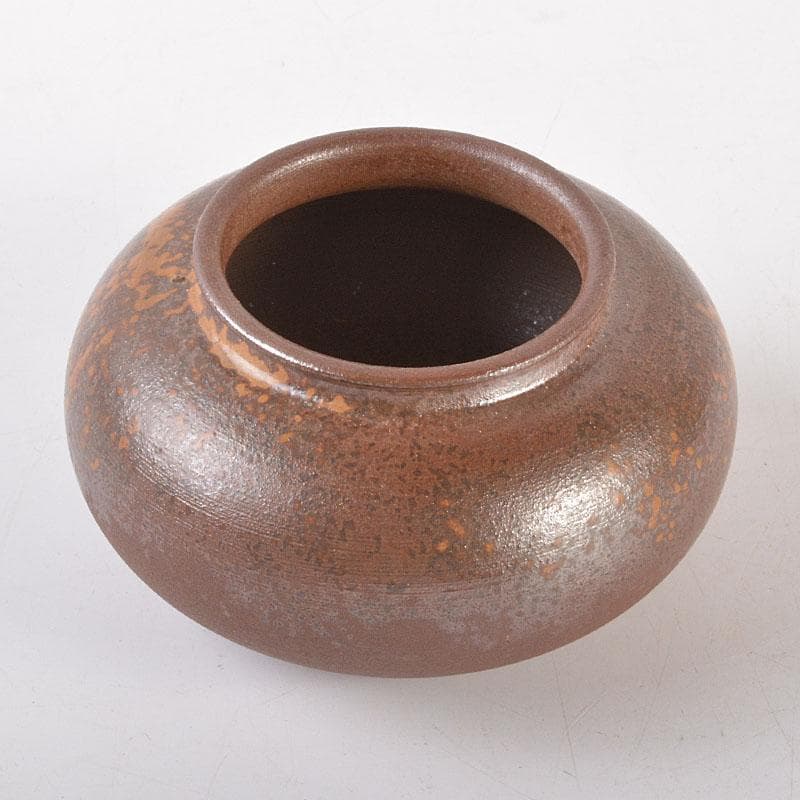 茶道具　備前焼　木村陶峰造　胡麻焼　大海茶入　仕覆付　共箱　V　6841