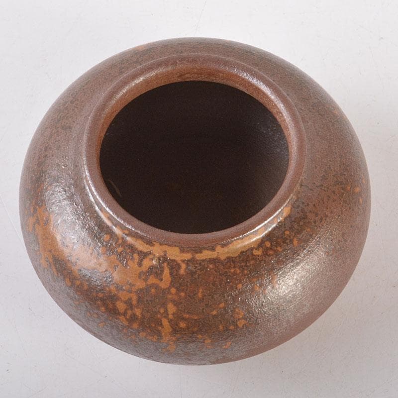 茶道具　備前焼　木村陶峰造　胡麻焼　大海茶入　仕覆付　共箱　V　6841