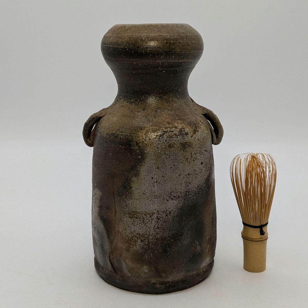 人間国宝 伊勢崎淳 備前焼 花生 共箱 耳付花入 花器 花瓶 華道具 茶道具