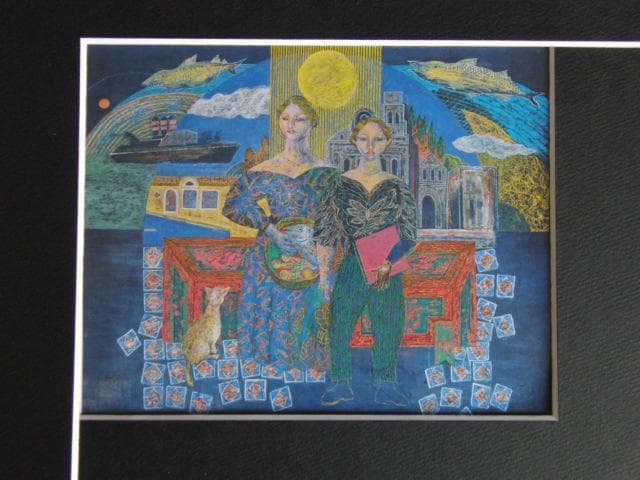 山本達郎、緑なす森、希少な画集より、新品高級額・額装付、状態良好