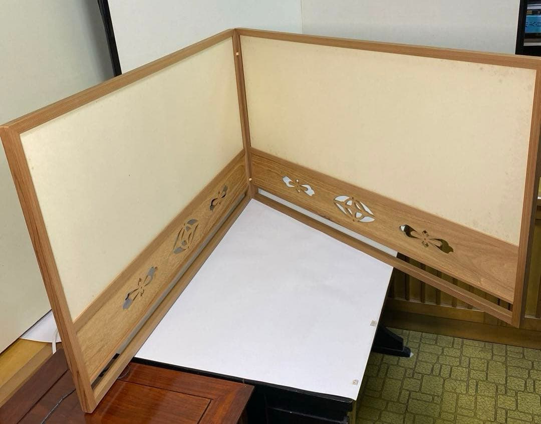 【茶道具】七宝透かし風炉先　葦簾　襖セット