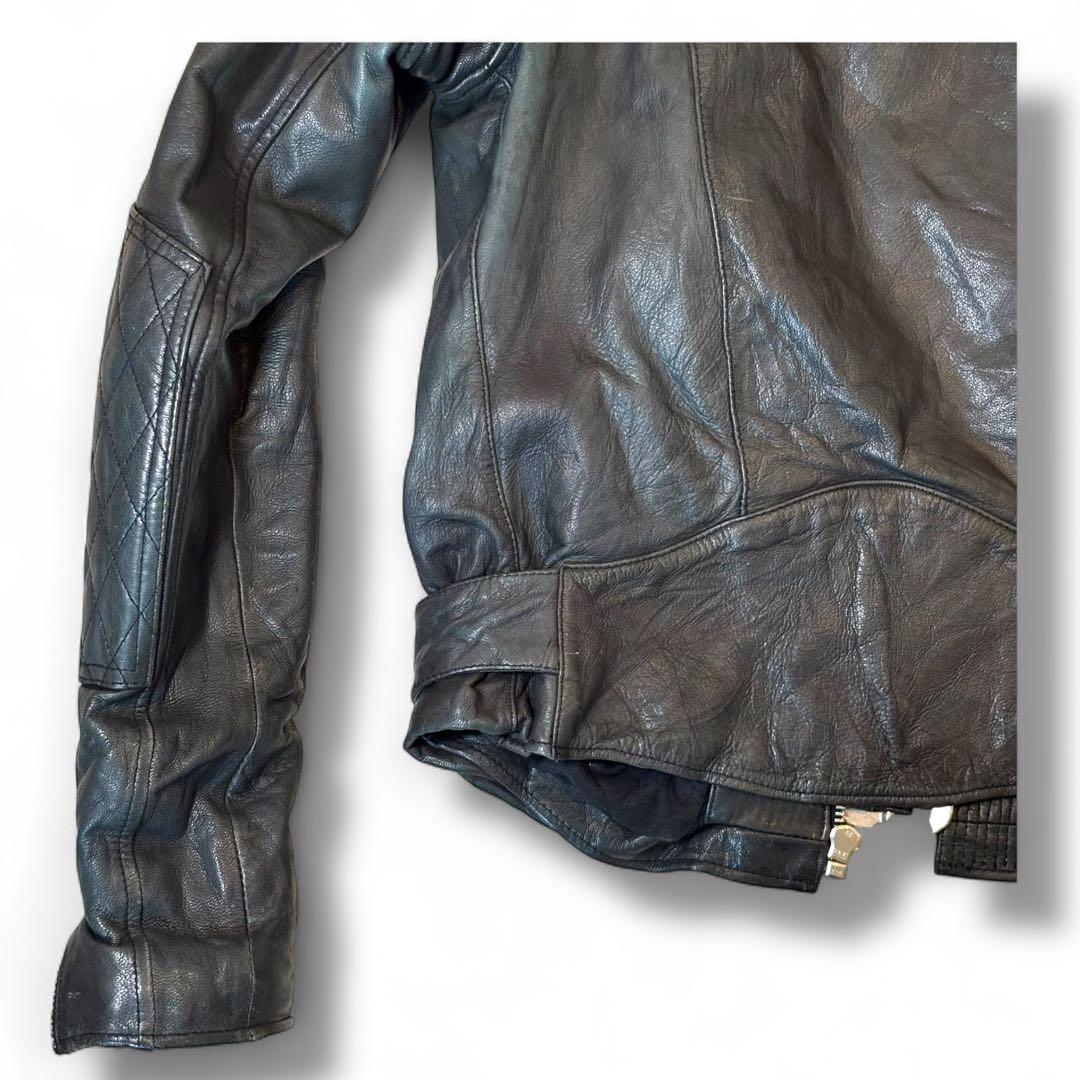 美品 PRIVATE BRAND AG ゴートスキン レザーライダースJKT