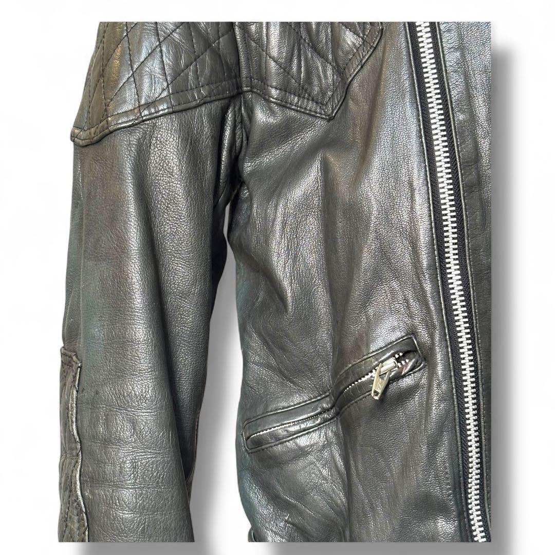 美品 PRIVATE BRAND AG ゴートスキン レザーライダースJKT