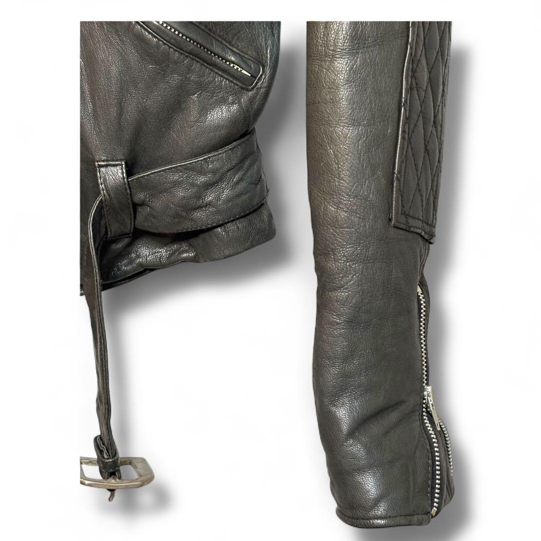 美品 PRIVATE BRAND AG ゴートスキン レザーライダースJKT