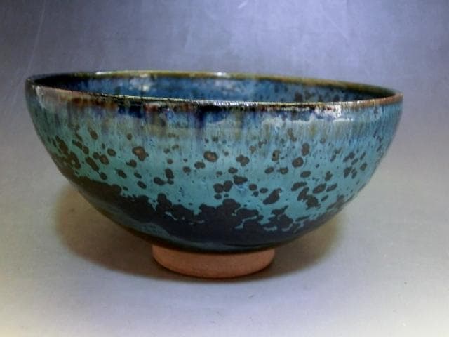 茶碗■結晶釉 渚 堅 青釉 お茶道具 古美術 時代物 骨董品■