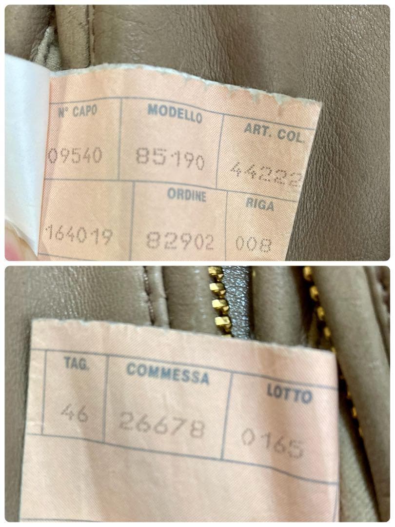 ドルチェ&ガッバーナ 本革ラムレザージャケット ベージュ ライダース 46