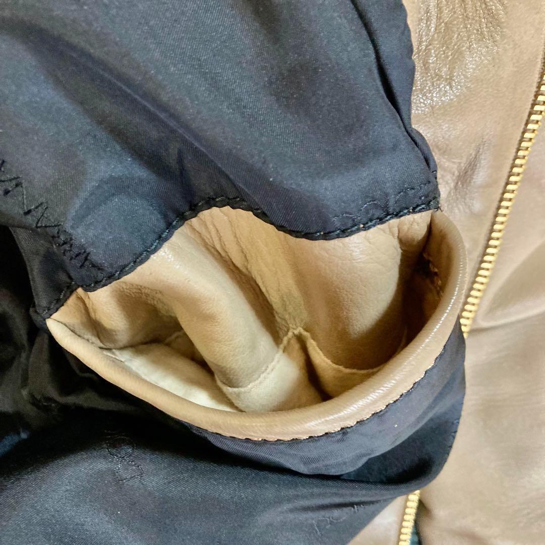 ドルチェ&ガッバーナ 本革ラムレザージャケット ベージュ ライダース 46