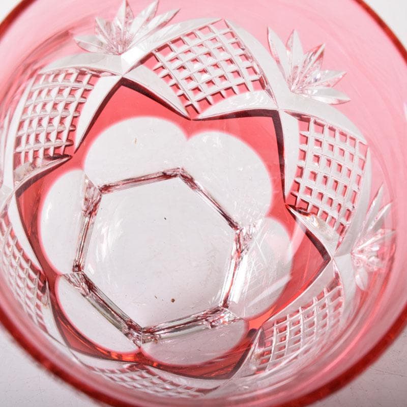 伝統工芸　江戸切子　カガミクリスタル　懐石杯　盃　一對　共箱　V　7506