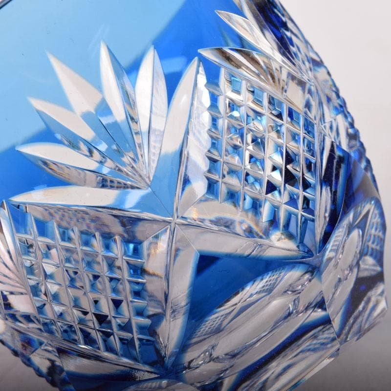 伝統工芸　江戸切子　カガミクリスタル　懐石杯　盃　一對　共箱　V　7506