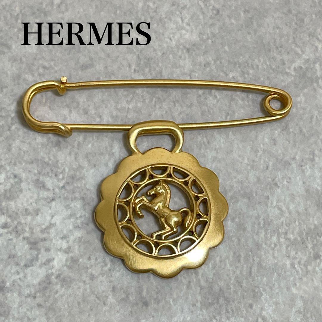 美品　エルメス　ホース　シュバル　ピンブローチ　ネックレストップ