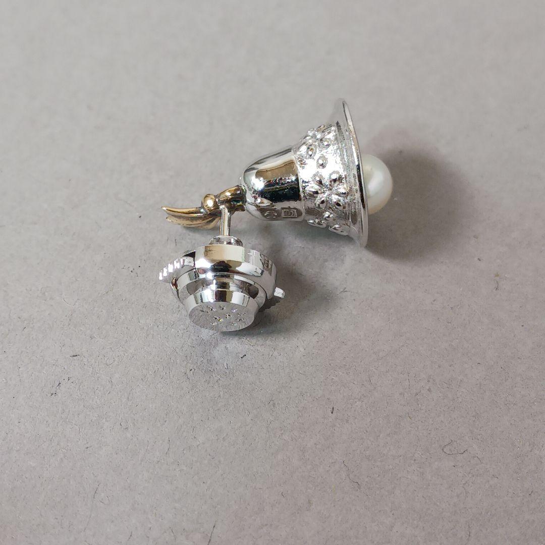 【良品】TASAKI タサキ ピンブローチ タイピン ベル K18 シルバー