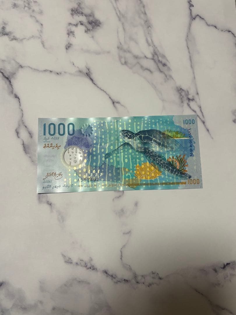 モルディブ 1000ルフィア 紙幣 新札