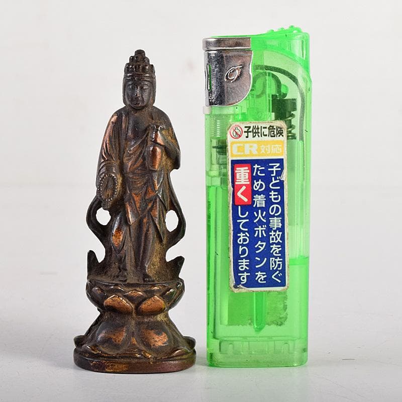仏教美術　古銅　観音菩薩像　仏像　豆仏　懐中仏　置物　V　R8764