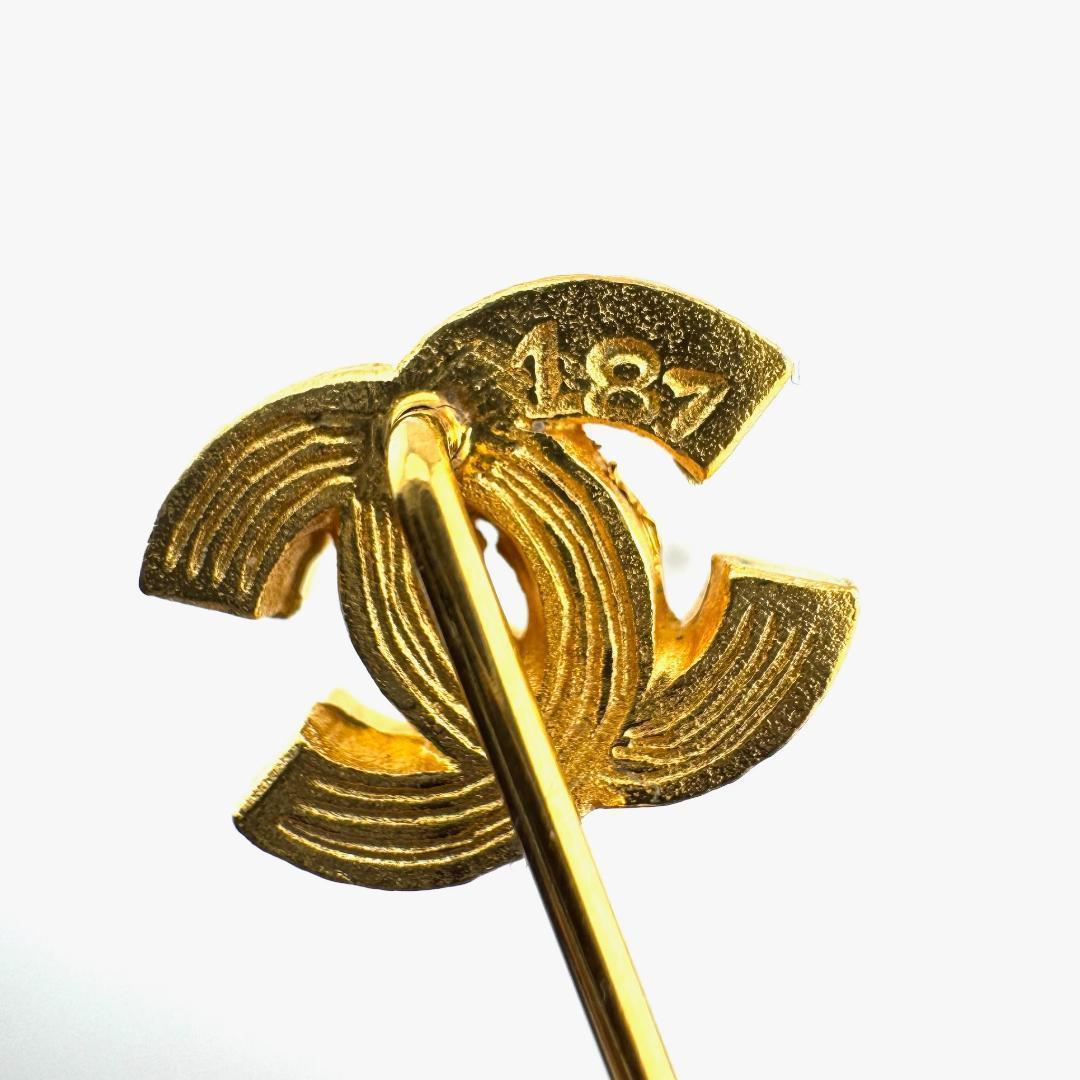 CHANEL シャネル ココマーク ラインストーン ピンブローチ ゴールド