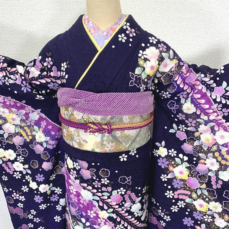 410z8〇京都きもの友禅 徳永正峰 高身長な方にも ラメ振袖 辻が花絞り染め〇