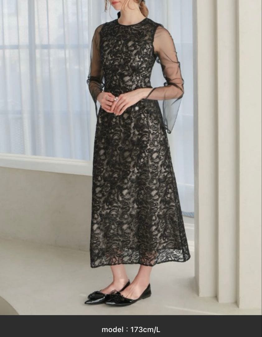 スーツ・フォーマル・ドレス ANDRESD/leaf embroidery back designdress