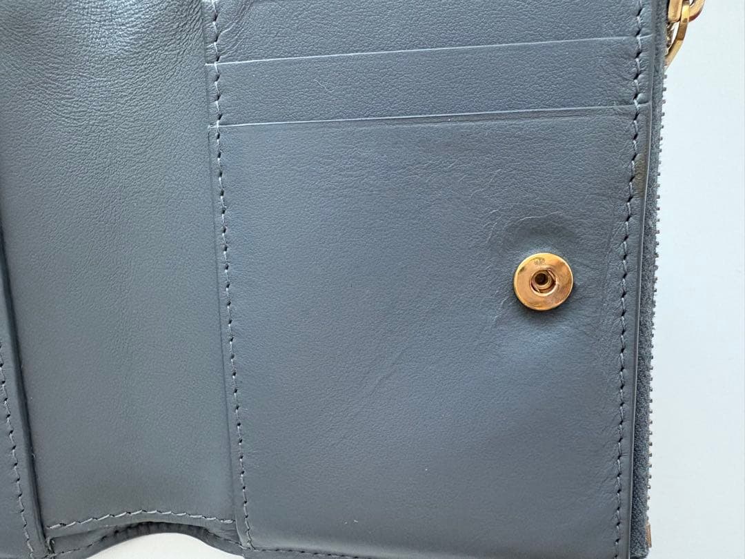 BOTTEGA VENETA 二つ折り財布 イントレチャート グレー ジップ