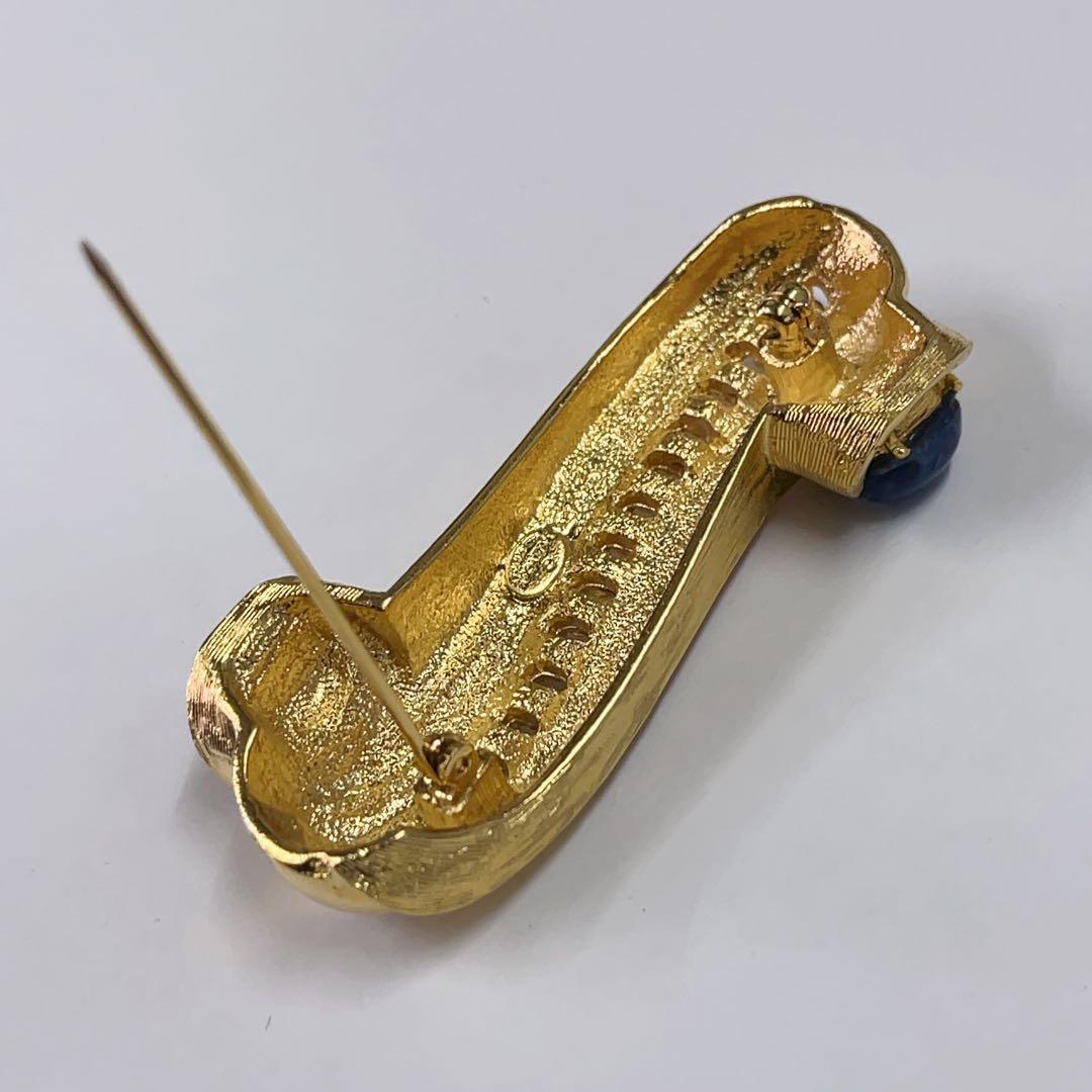 ヴィンテージ Givenchy ゴールド ラインストーン ブローチ 赤 ブルー