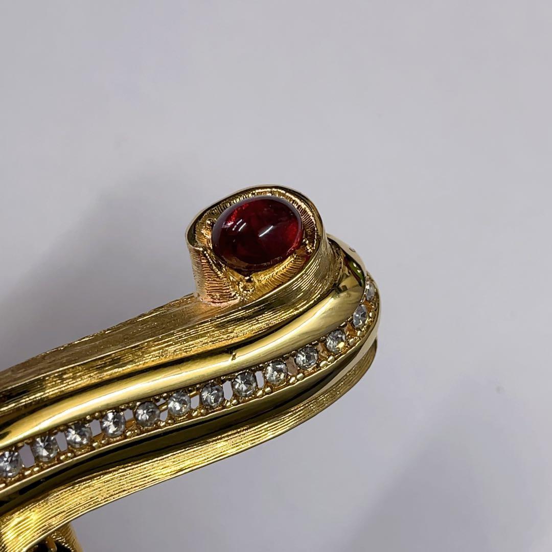 ヴィンテージ Givenchy ゴールド ラインストーン ブローチ 赤 ブルー