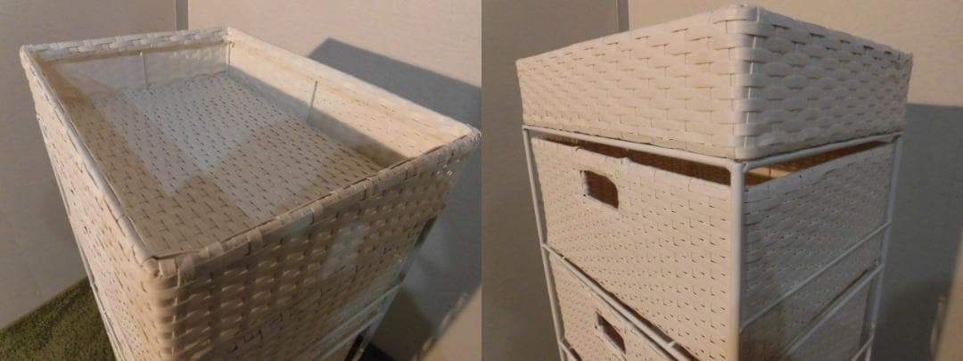 【全国一律送料無料・新品】ラタン風★サニタリー★ランドリーチェスト/ホワイト