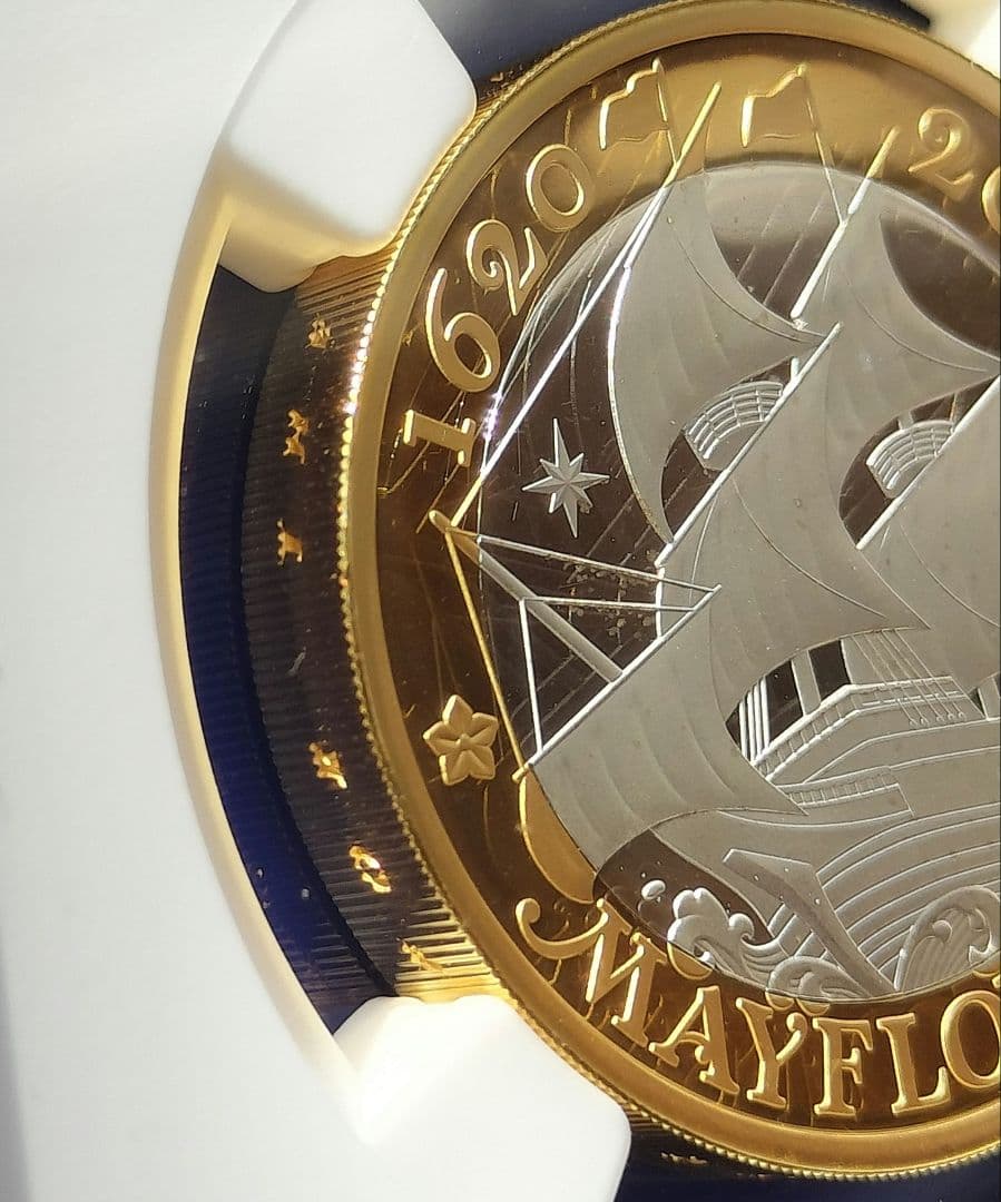 イギリス　2ポンド銀貨（ピエフォー）メイフラワー号出航400周年記念　2020年