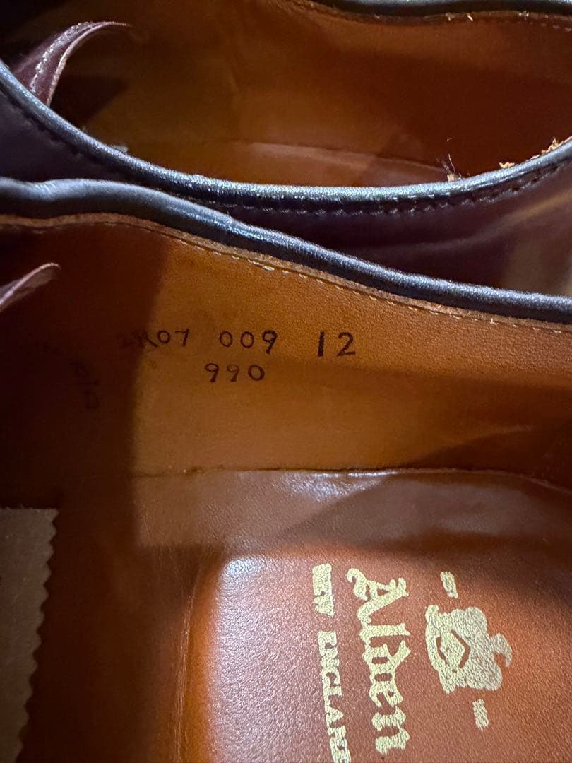 Alden 990 コードバン バーガンディ 7.5D オールデン プレーントゥ