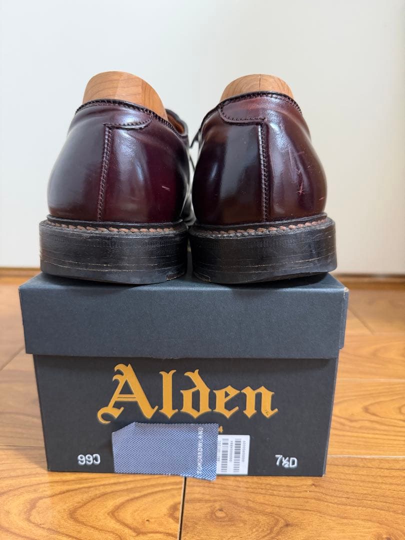 Alden 990 コードバン バーガンディ 7.5D オールデン プレーントゥ